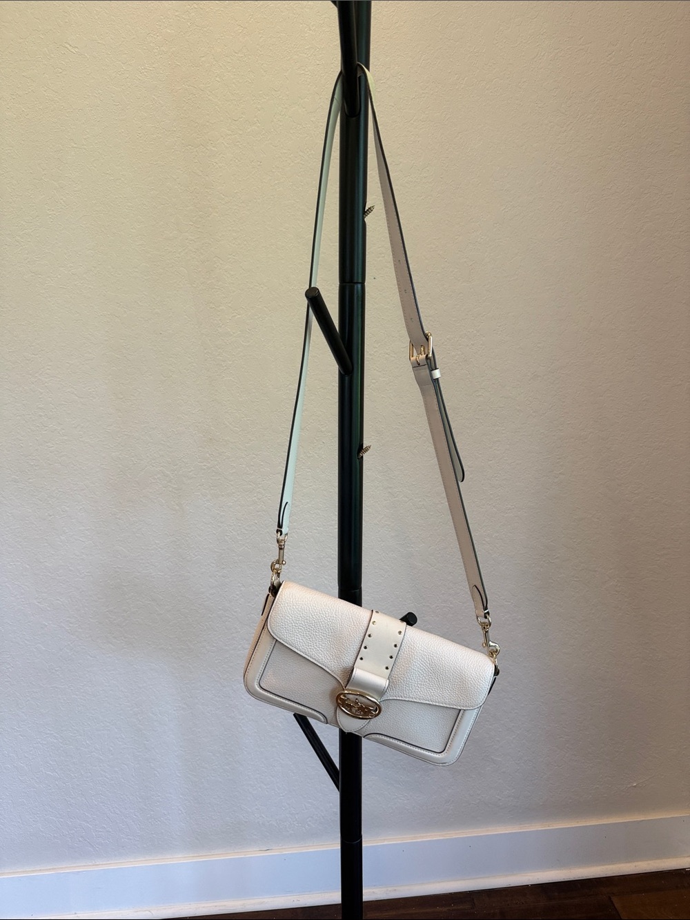 Coach Cream Pebble Leather Crossbody with Gold Hardware
